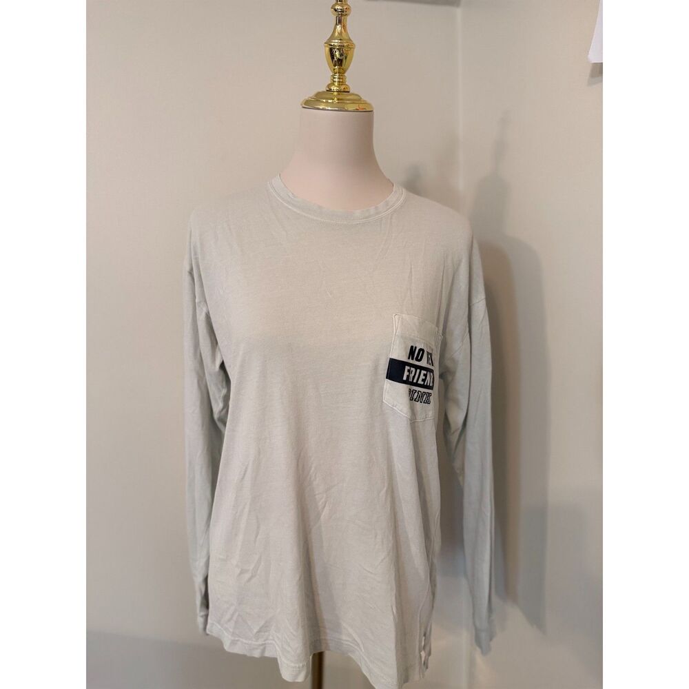 Victoria’s Secret PINK No New Friends Long Sleeve Pocket Tee XS Mint Rare